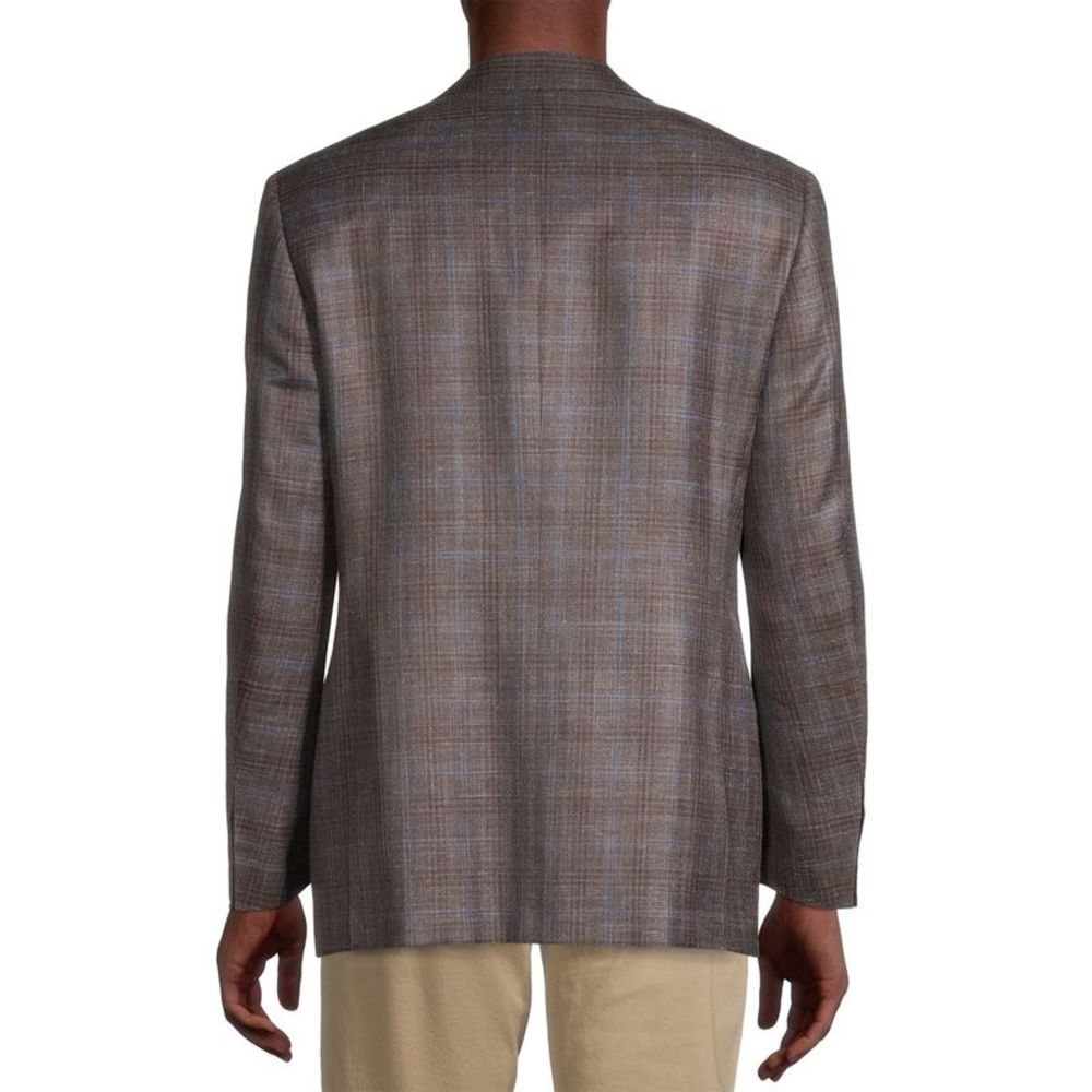Canali Mens Plaid Wool, Silk & Linen Blend Blazer 40 Regular Brown 50R NWT $1595 - Picture 4 of 5